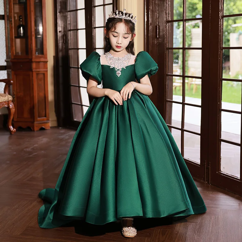 dark green girls dresses Dark Green Elegant Dress, Dresses for Girls, Birthday Dress, Girls Dress  for Parties, Girls Dress Custom Color, Water Green Girl's Dress