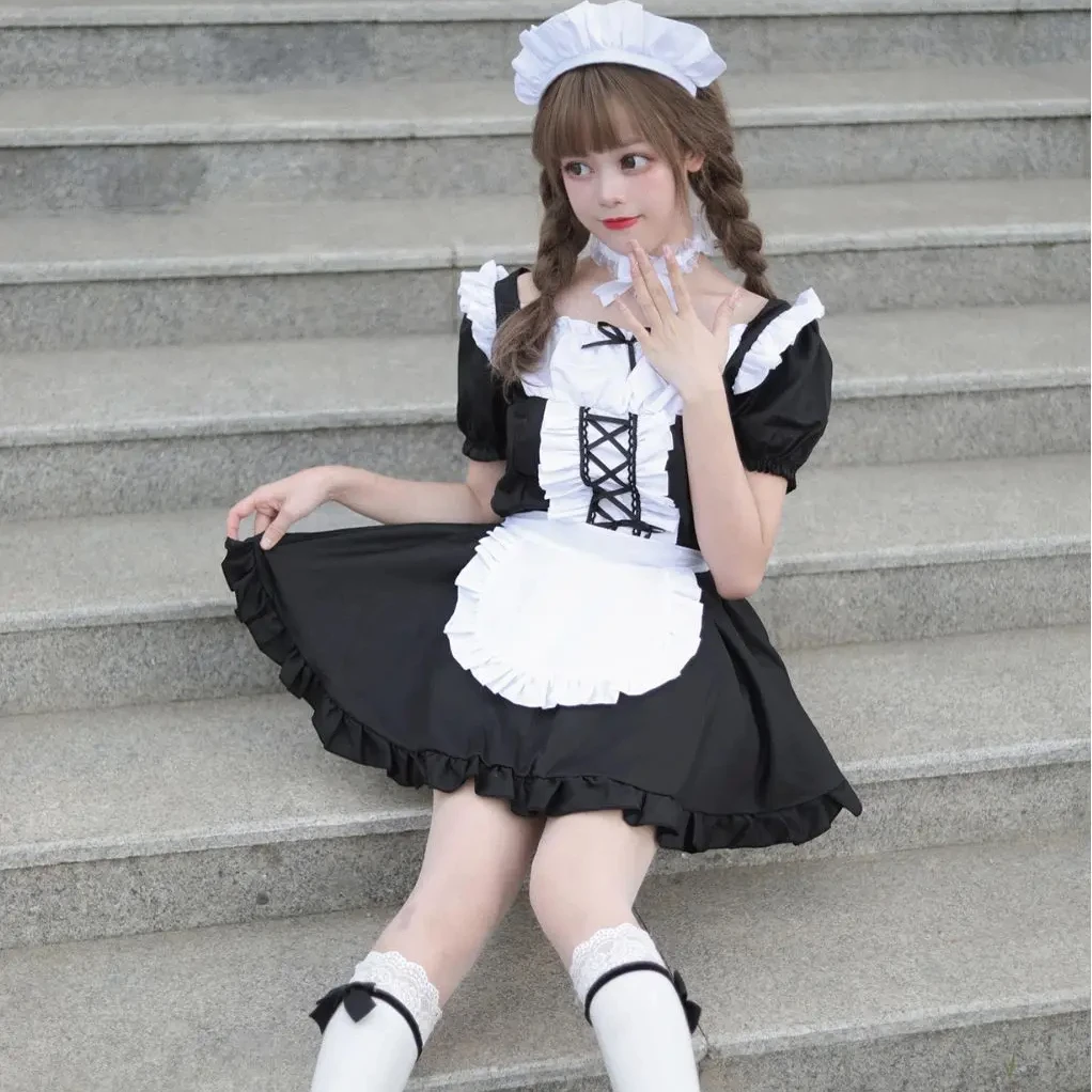 cute cosplay dress Sexy Maid Cosplay Costumes Anime Sweet Cat Girl Skirt Black White Pink Cute Lolita Dress Carnival