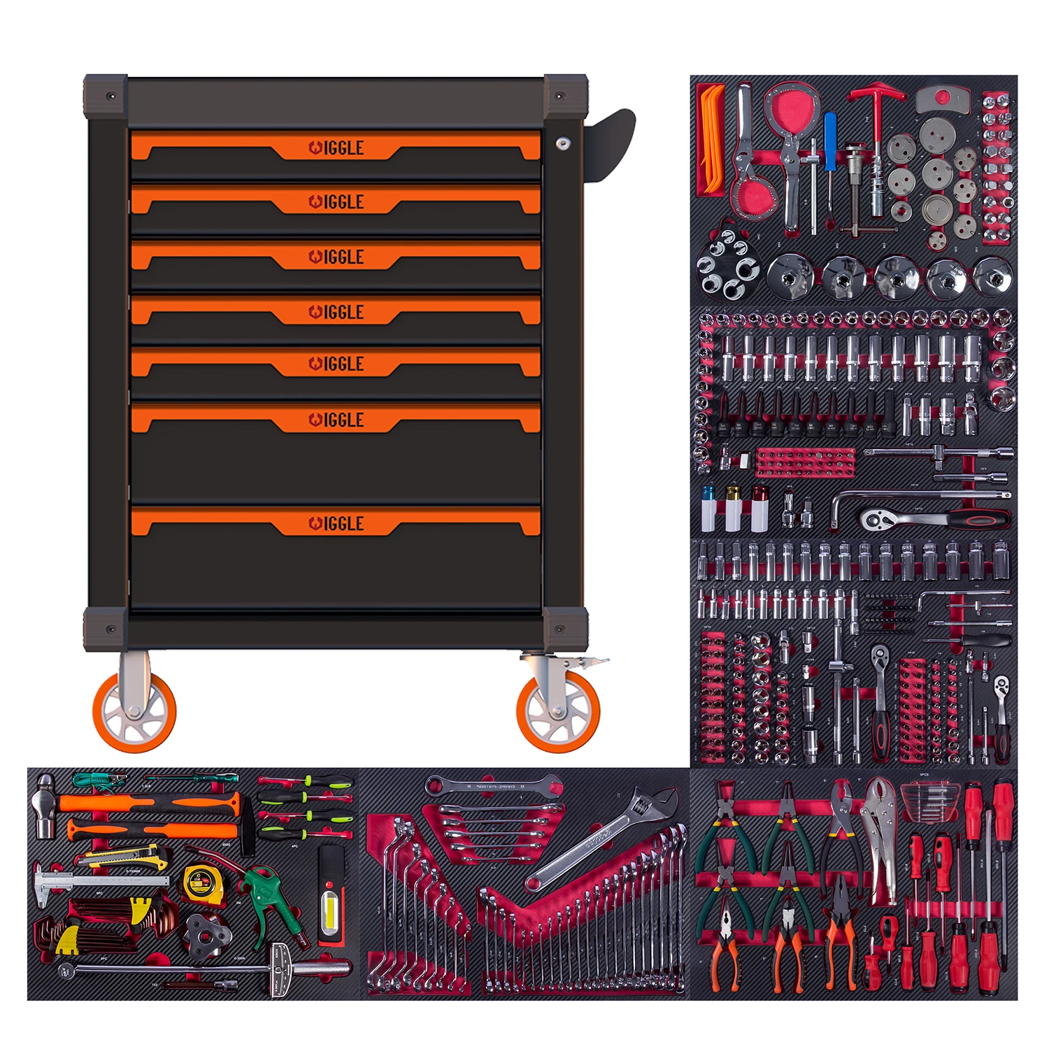 421 Pcs Automotive Tool Set - 7 Drawers Garage Tool Cart Cabinet