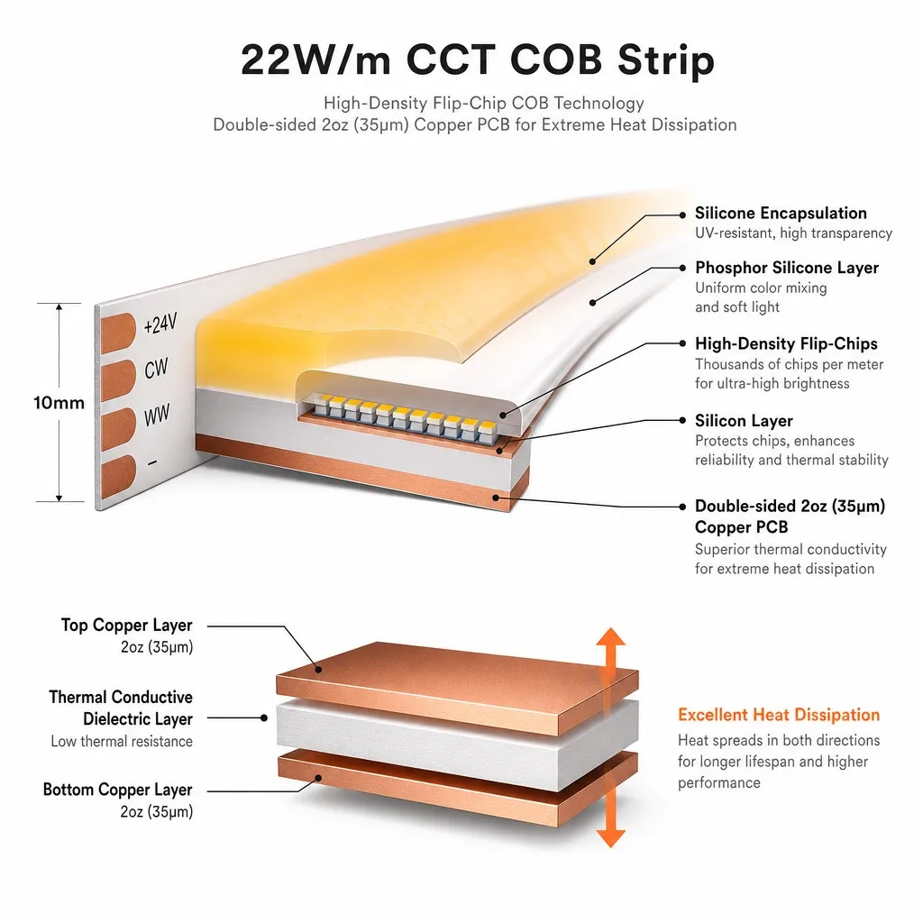 Tunable White CCT COB LED Strip