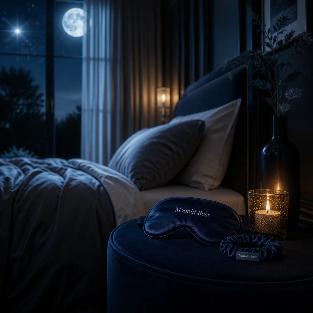 Evening wind-down ritual with a Moonlit Rest silk sleep mask