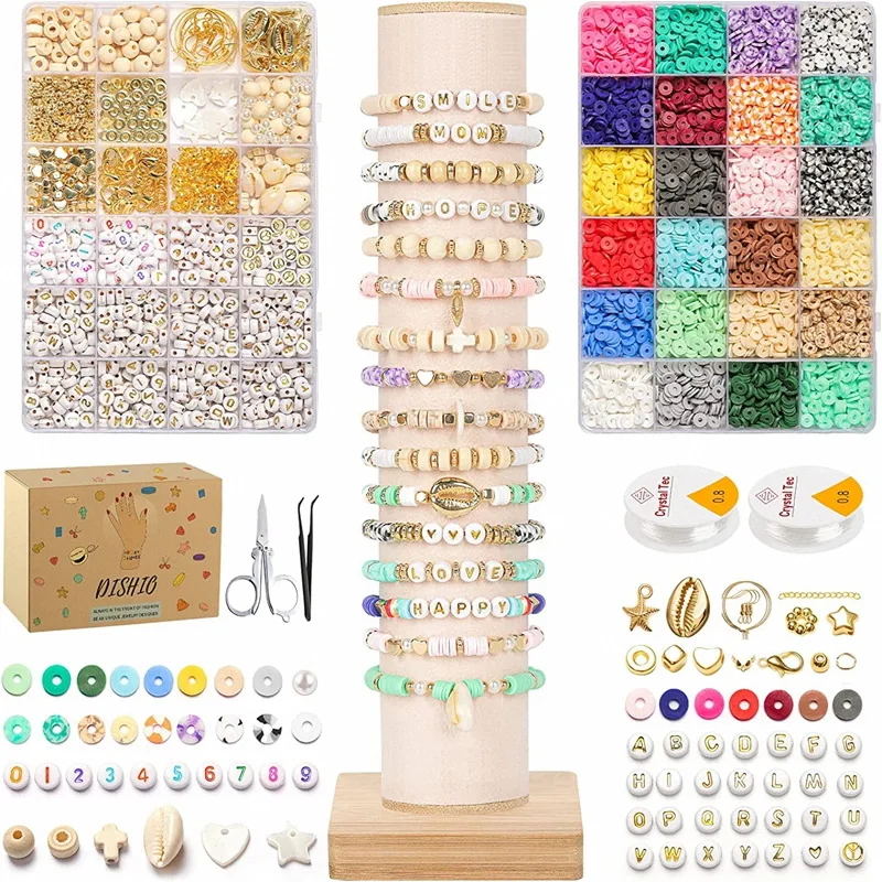 

Best Seller 6000 pcs Heishi Clay Beads 24 Colors 6mm Flat Round Polymer Clay Beads Kit for Kids Women Girls Jewelry Making