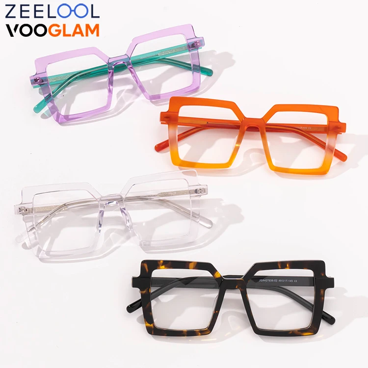

Vooglam Wholesale Classic Unisex Acetate Rectangle 4 Colors Optical Frame Trendy Design Eyeglasses Glasses