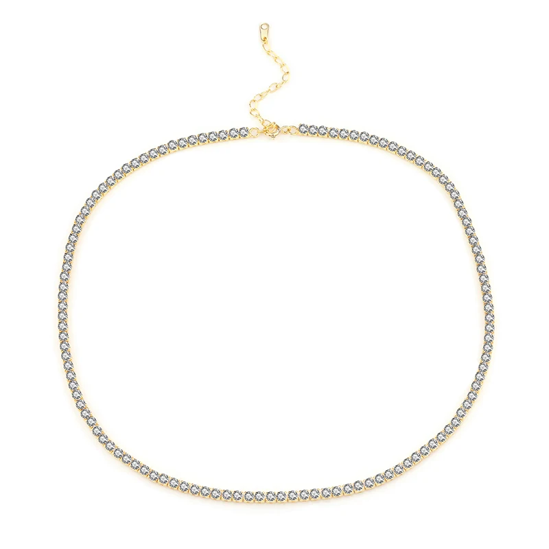 

Hot Fashion Diamond Tennis Necklace Women 925 Sterling Silver Cubic Zirconia Tennis Necklace Gold Plated