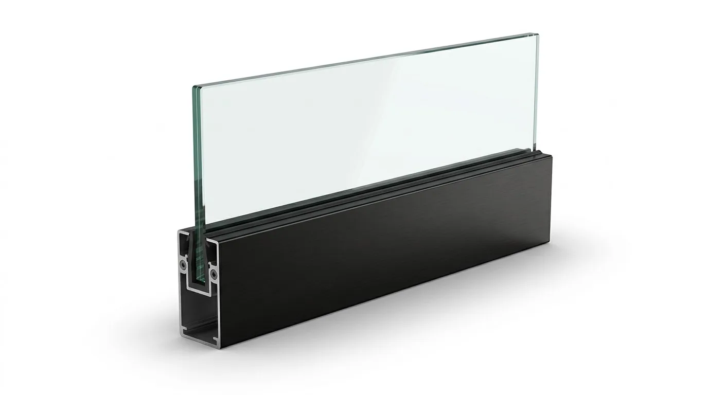 Aluminum glass railing system modern U-channel product rendering China Richocean