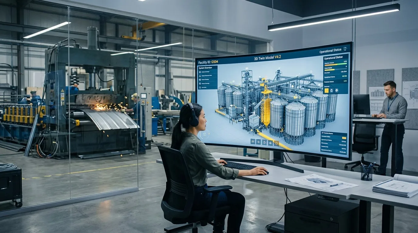 Digital Twin Modeling and BIM Integration for Steel Grain Silo Facilities