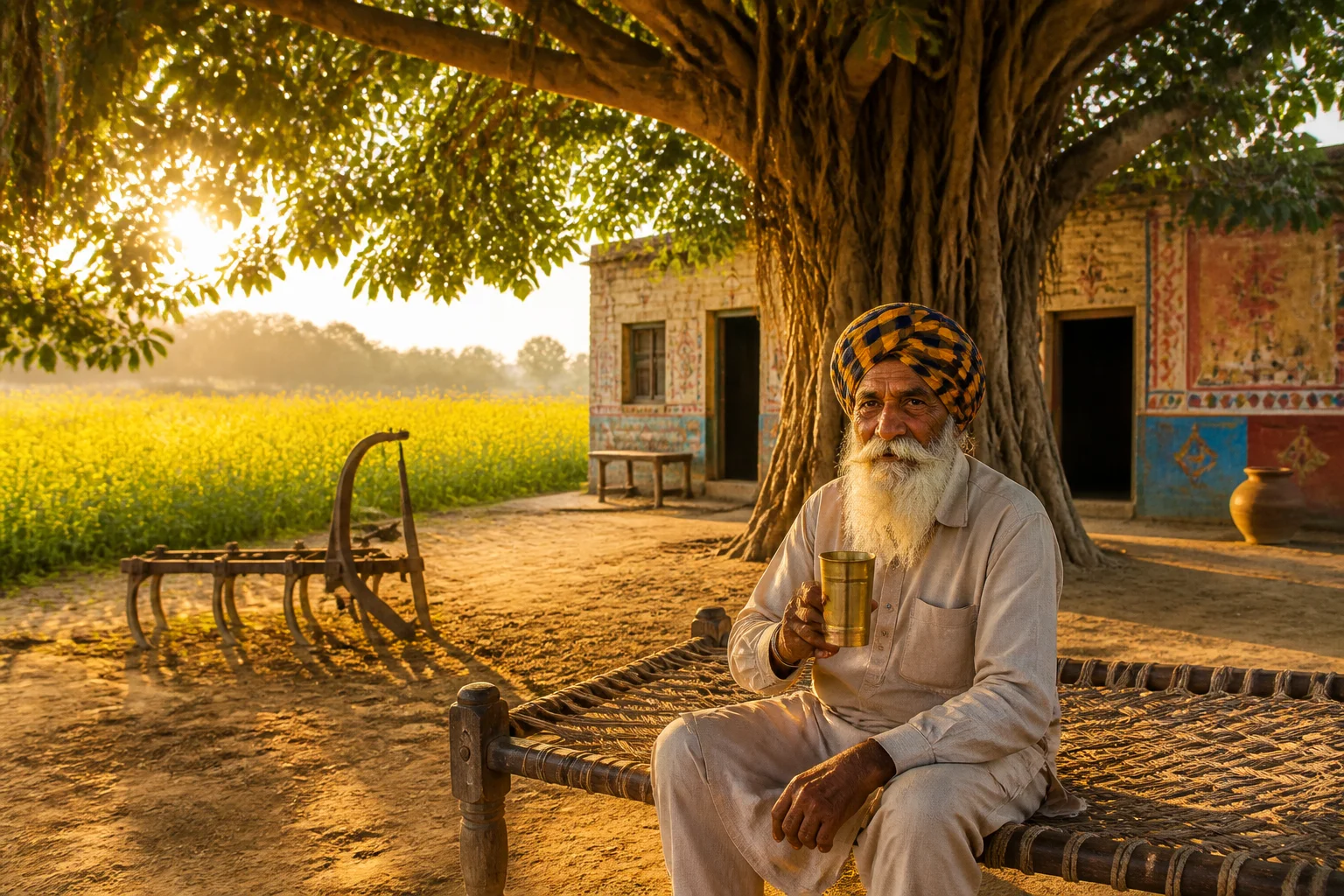 Traditional Punjabi Village Scene