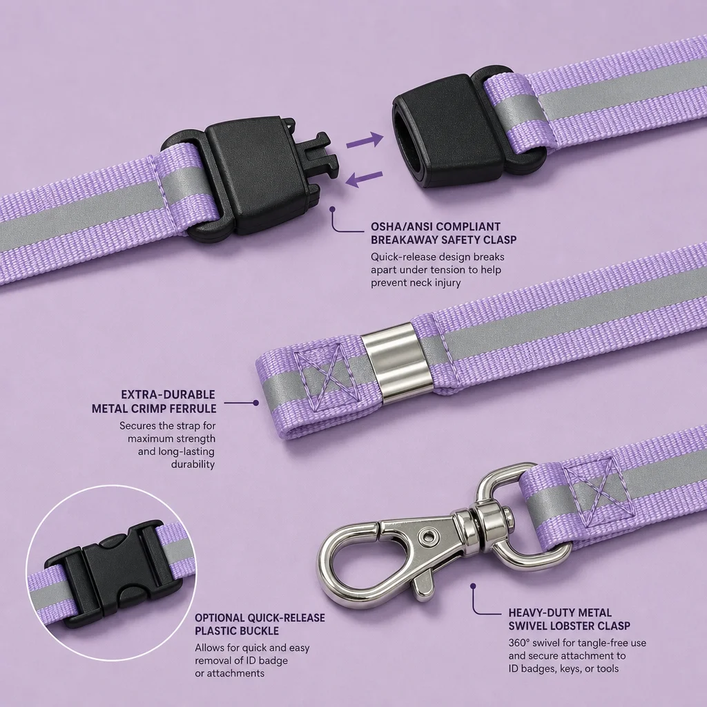 Safety Breakaway Clasp, Detachable Buckle & Solid Metal Hook Callouts