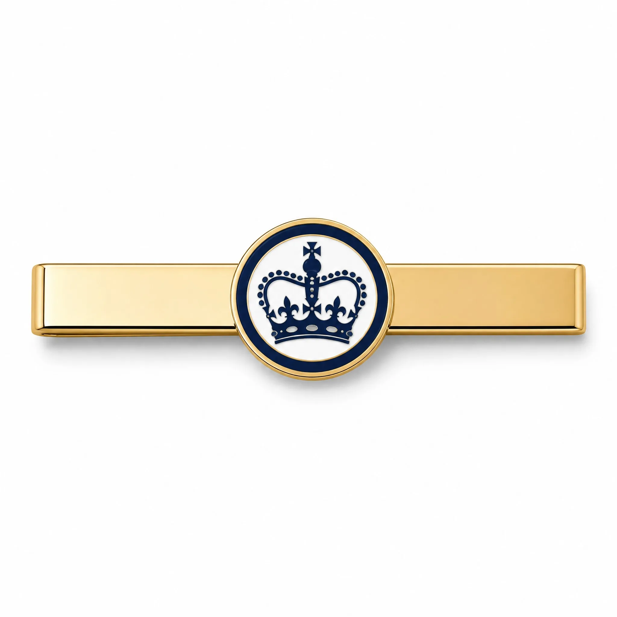 Hard enamel tie clip front view on white background