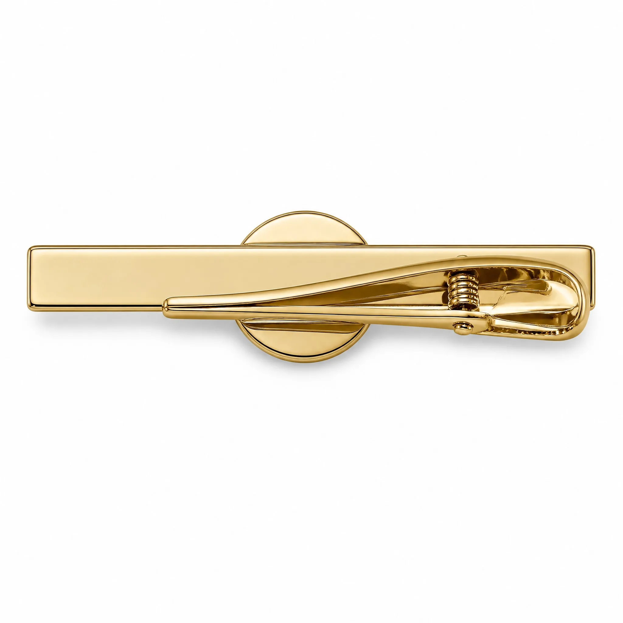 Epoxy domed tie clip back spring clip mechanism
