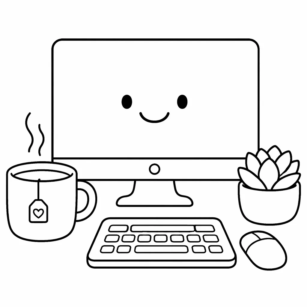 Office Self-Care Line Art