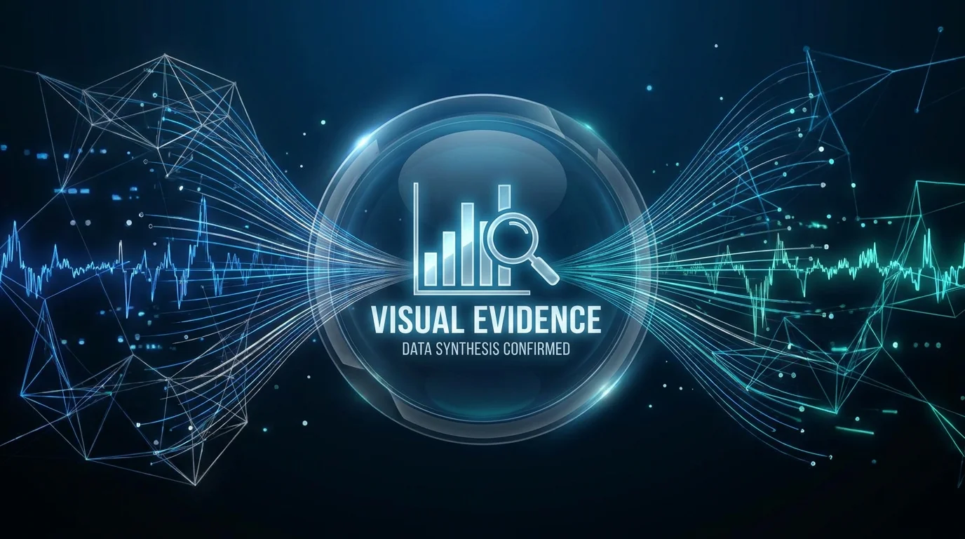 Conceptual digital art representing Visual Evidence and data convergence