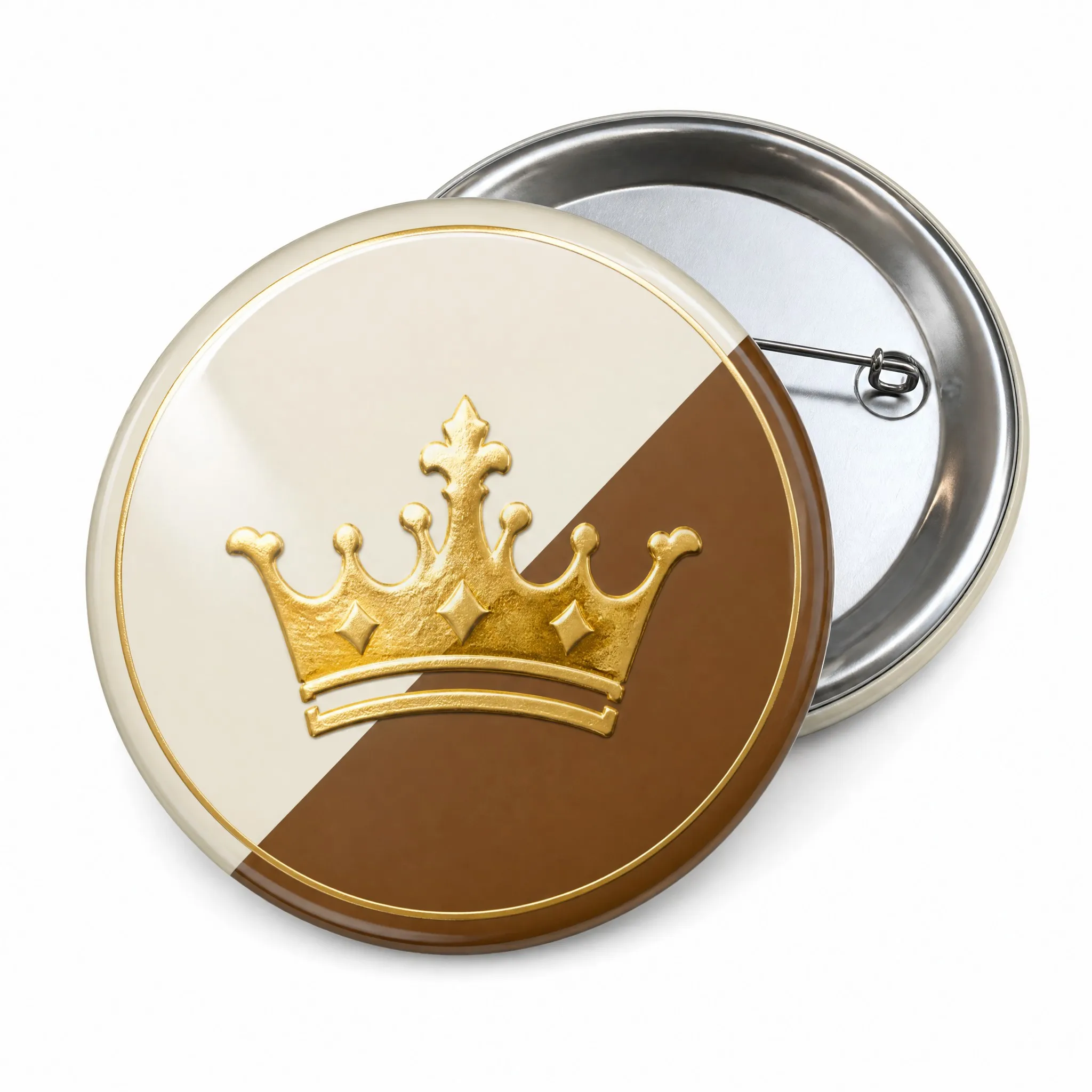 Custom gold foil button badge front view