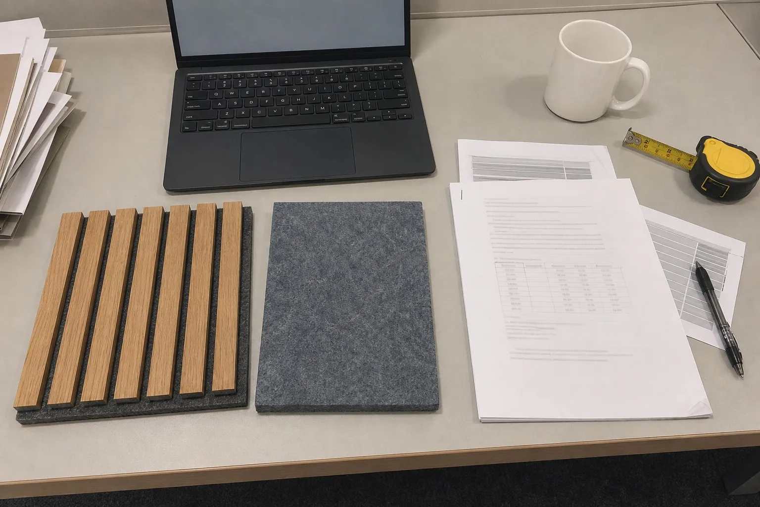 PET felt vs wood slat acoustic panels tested assembly comparison