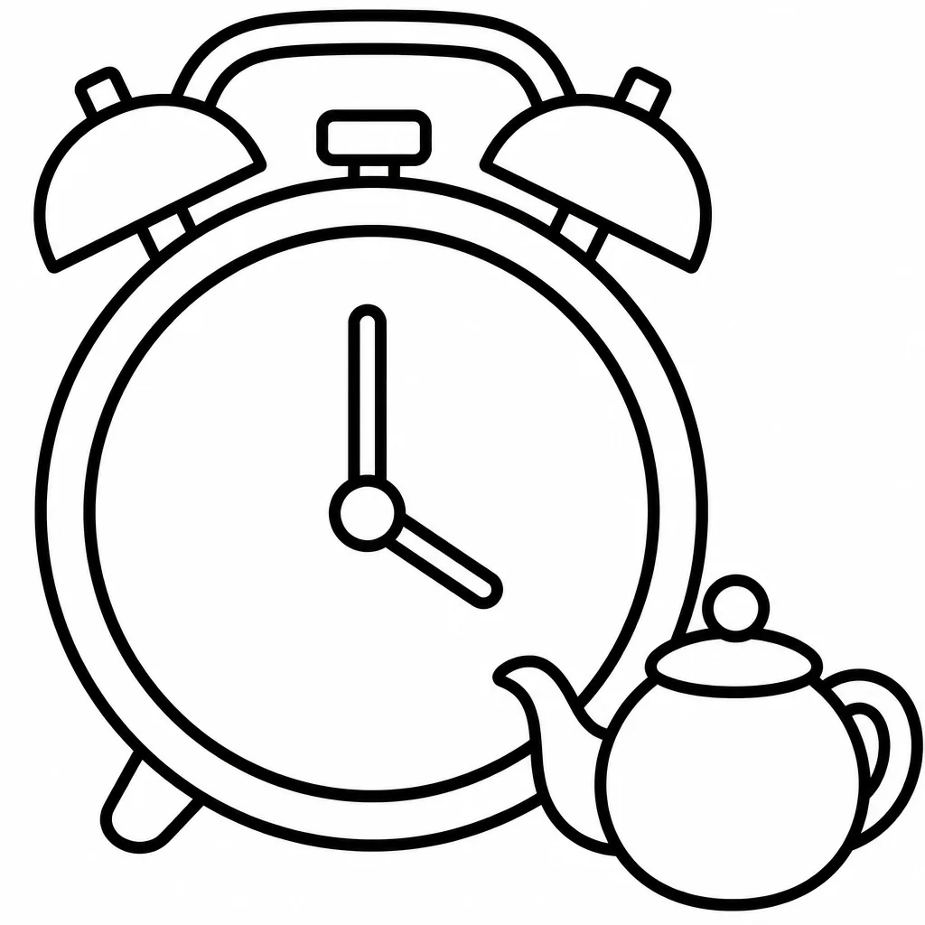 Clock change evening corner coloring page illustration