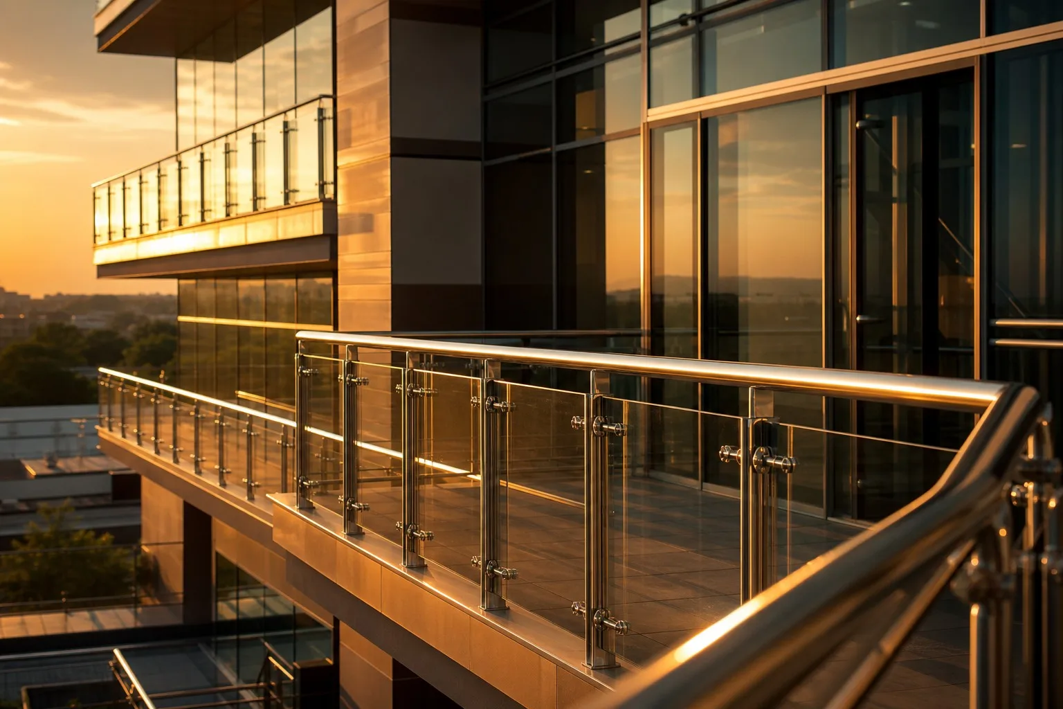 Modern building with stainless steel architectural hardware