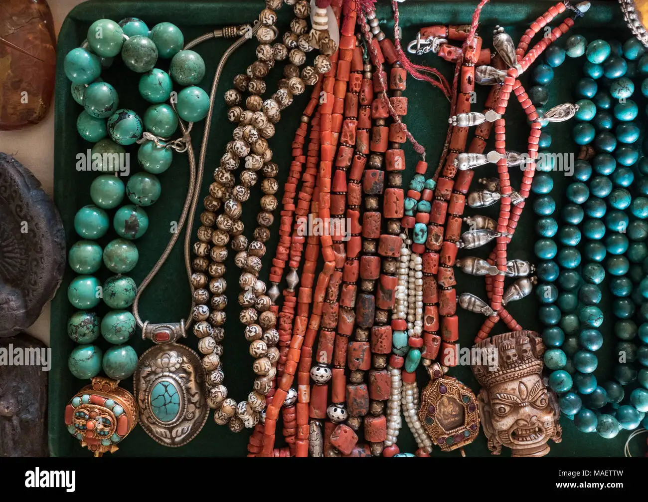 Authentic Tibetan turquoise jewelry with silver settings