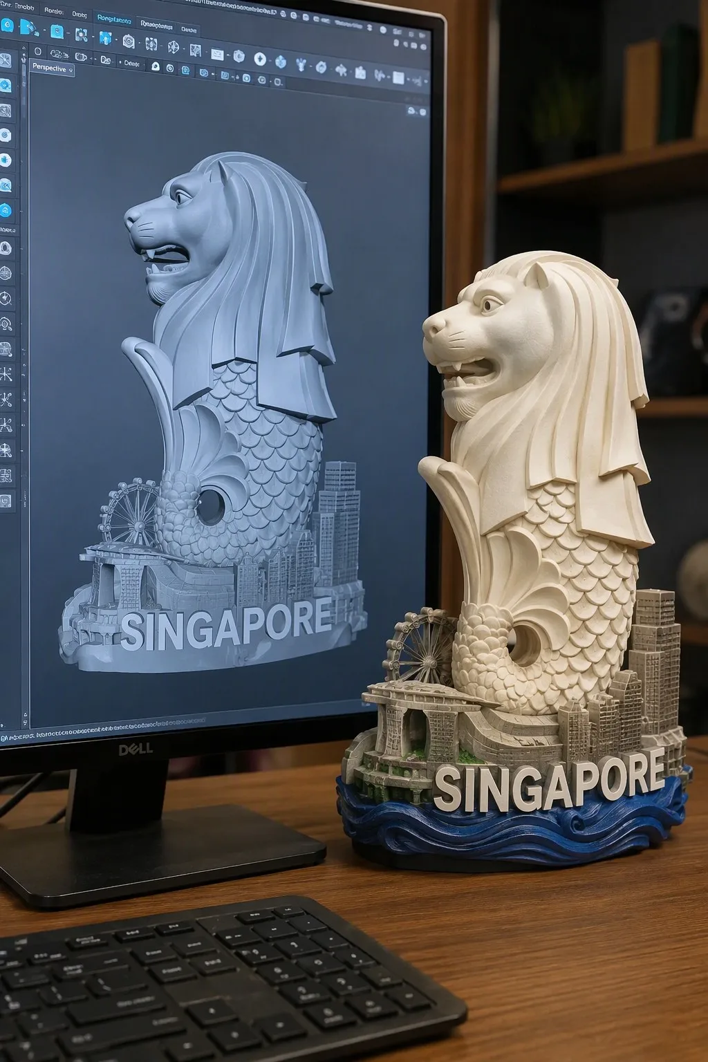 3D polyresin fridge magnets with precision architectural details.