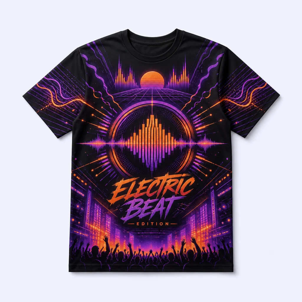 Electric Beat Jet Black T-Shirt