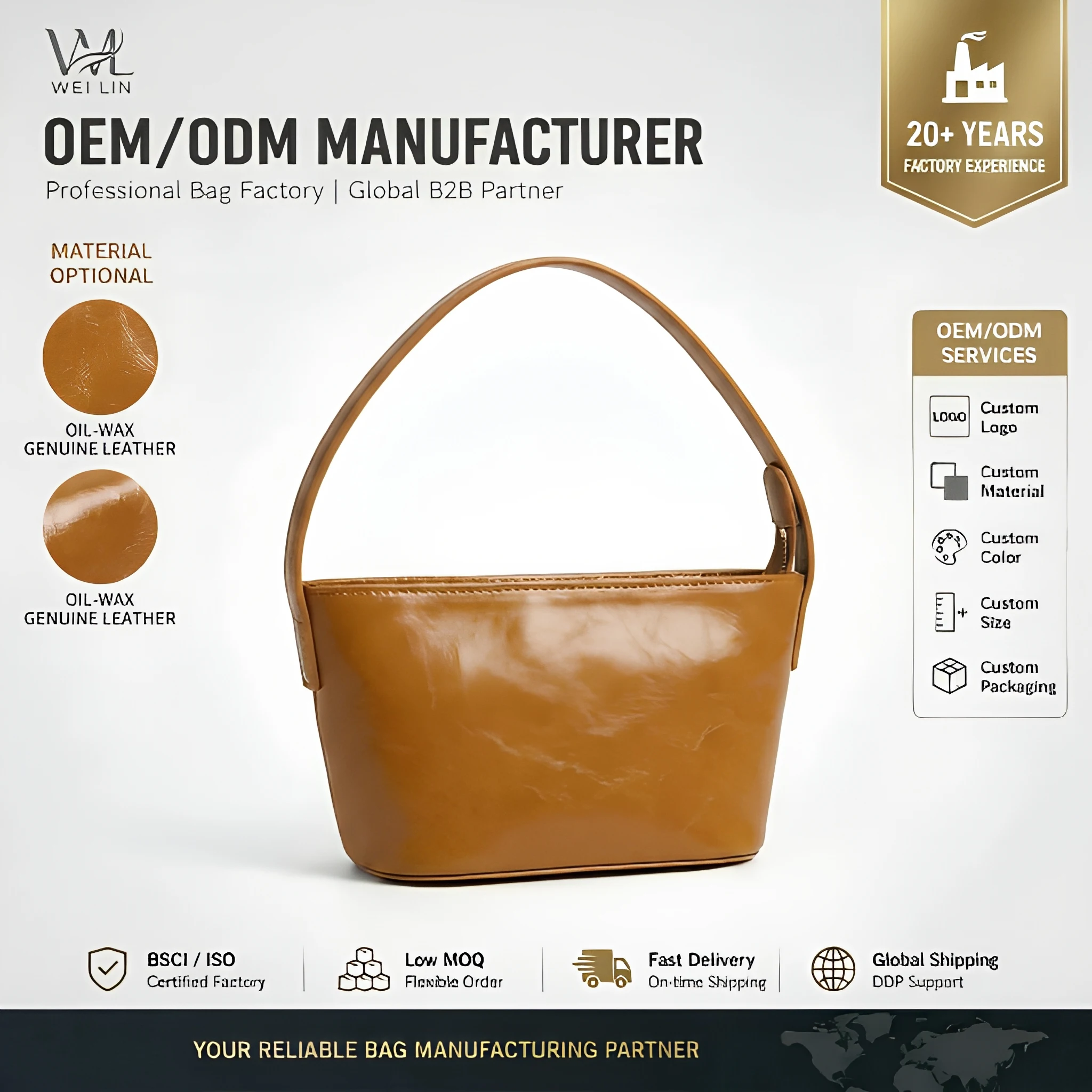 Single Shoulder Leather Boston Underarm Bowling Bag