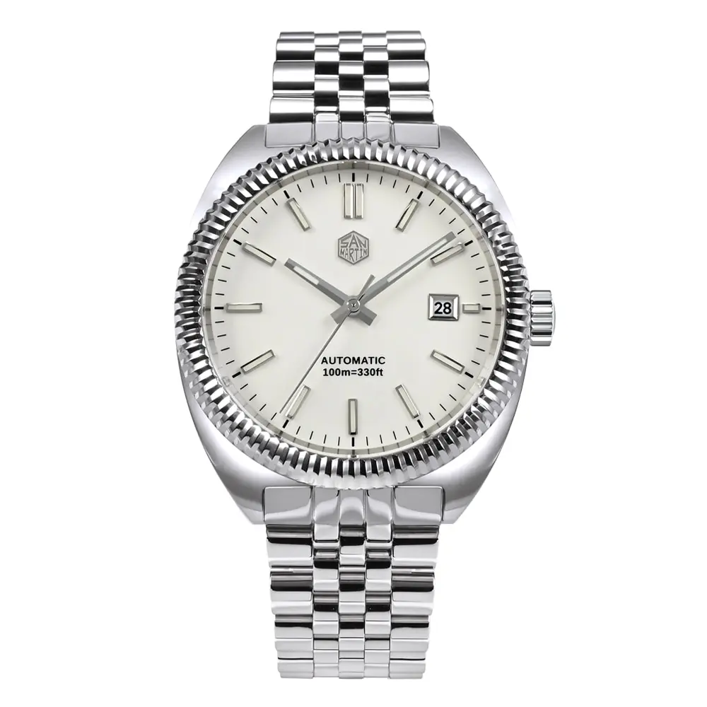 

San martin free shipment luxury sapphire 10atm 40mm Classic Vintage mechanical automatic dress stainless steel watch for sale
