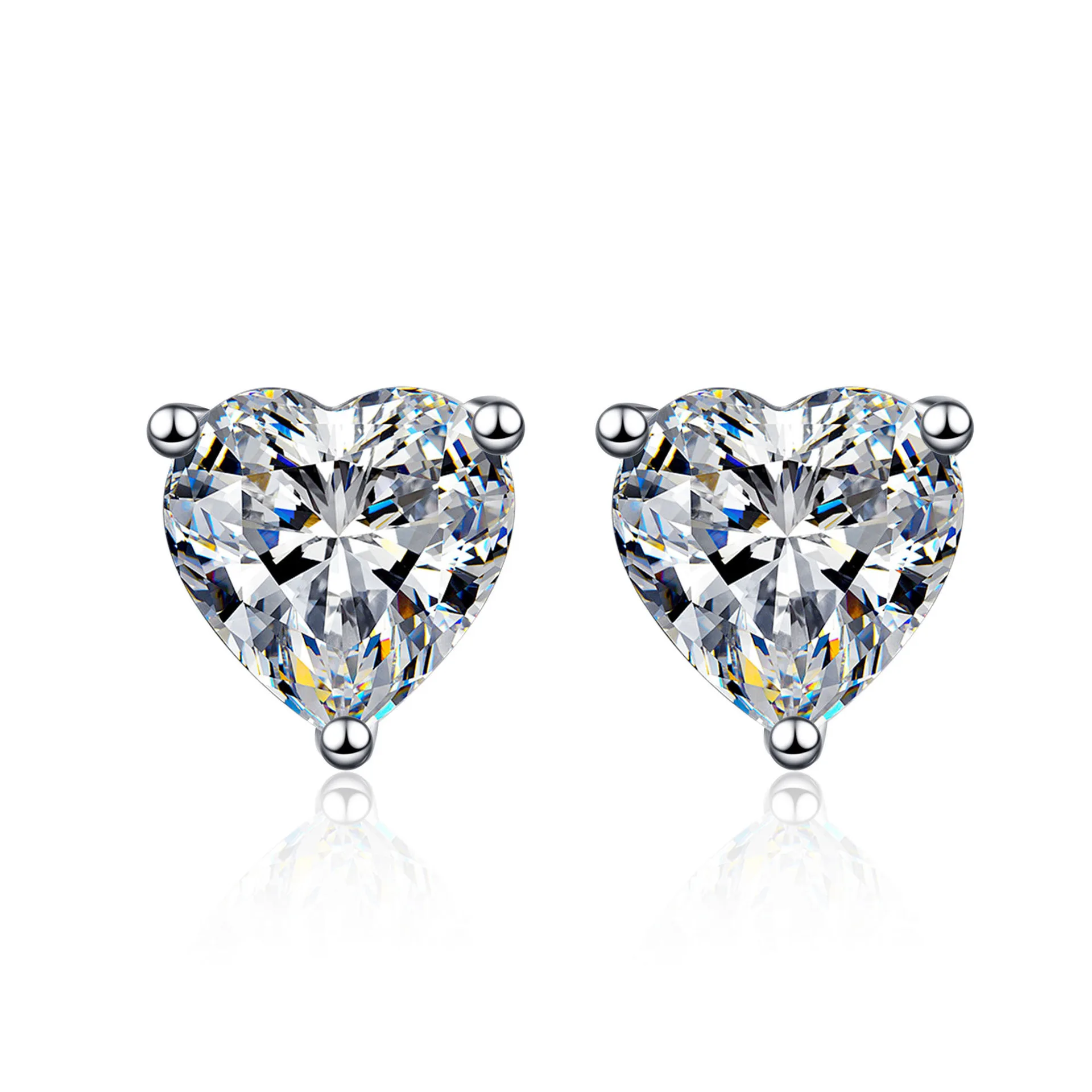Luxury Jewelry 2CT 4CT Moissanite Diamonds S925 Sterling Sliver LoveHeart Earrings for Women Simple Design Moissanite Jewelry