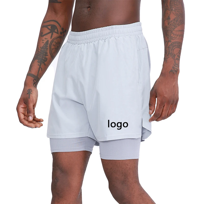 Fitness Shorts for Outdoor Sports Running Training Polyester Double Layer Compression Shorts Men