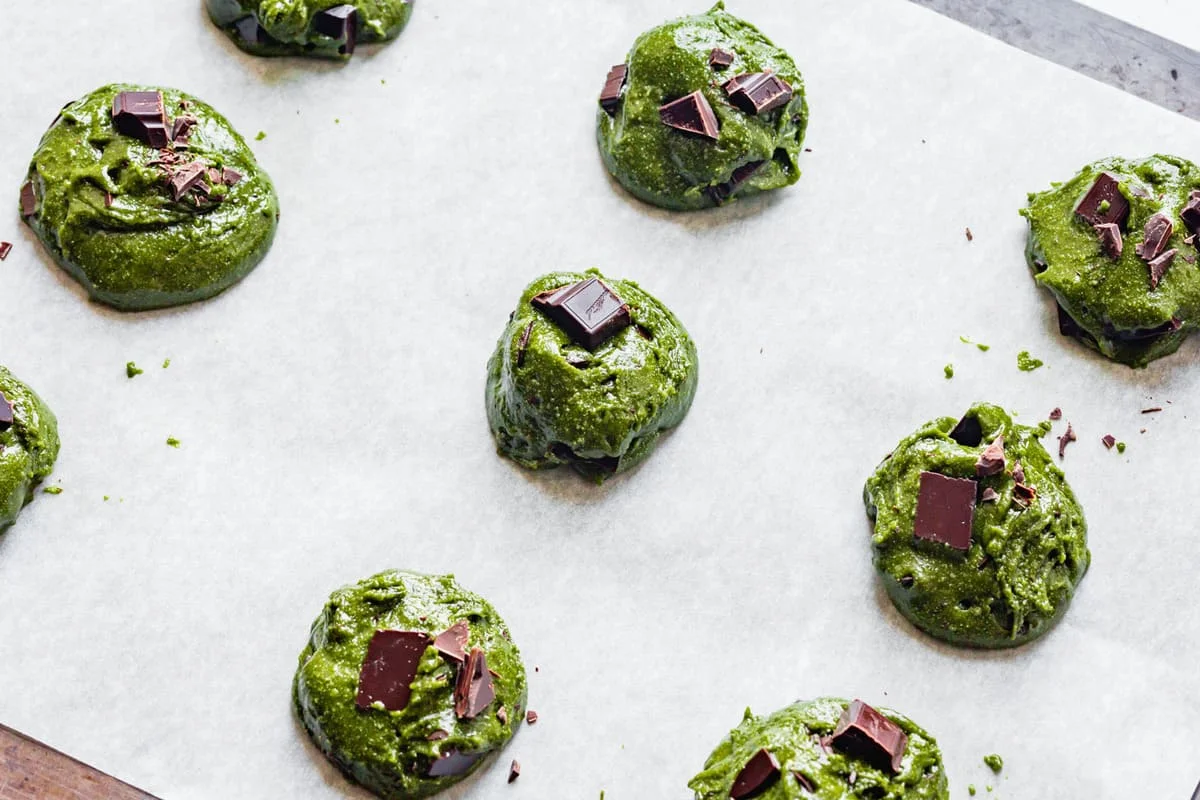 Vibrant Green Matcha Chocolate Chip Cookies