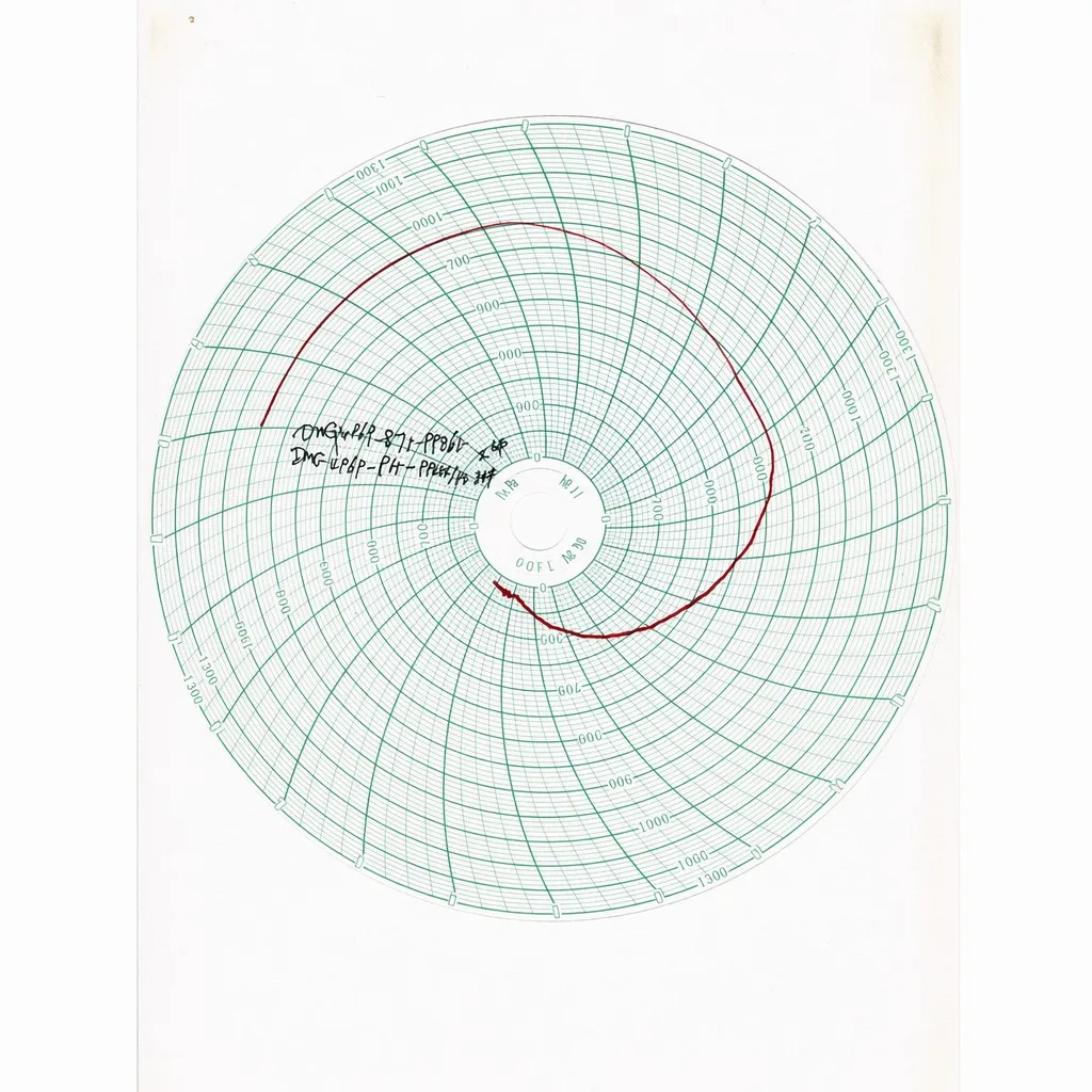Heat treatment curve recorded on a circular chart — every Pengxin slag pot comes with a traceable temperature-time curve documenting soak temperature, hold duration, and cooling rate.