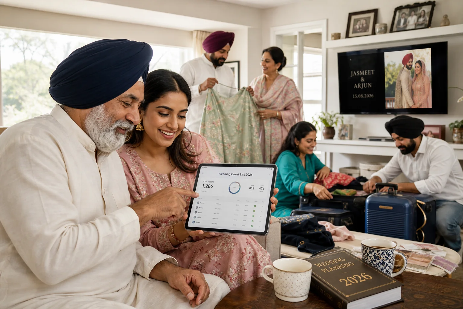 Punjabi Family Managing Digital Guest List
