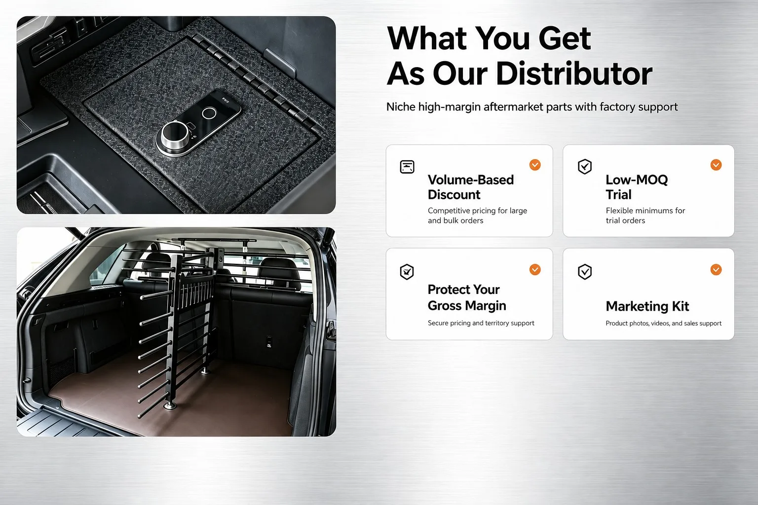 what you get as our distributor volume discount low MOQ marketing kit