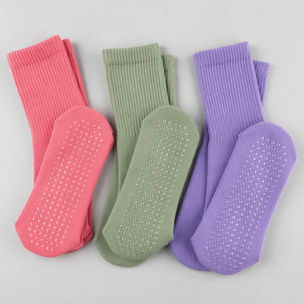 Calcetines coloridos con agarre para yoga para mujer, multicolor