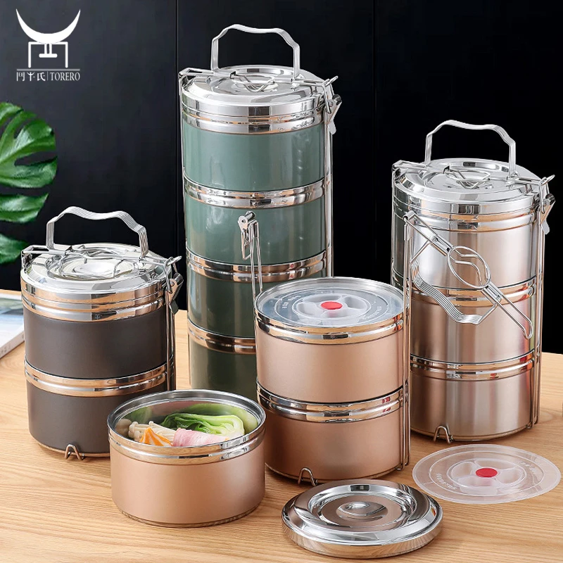 

304 Stainless steel insulated bento lunch box portable food carrier multi-layer compartment lunch container for food storage