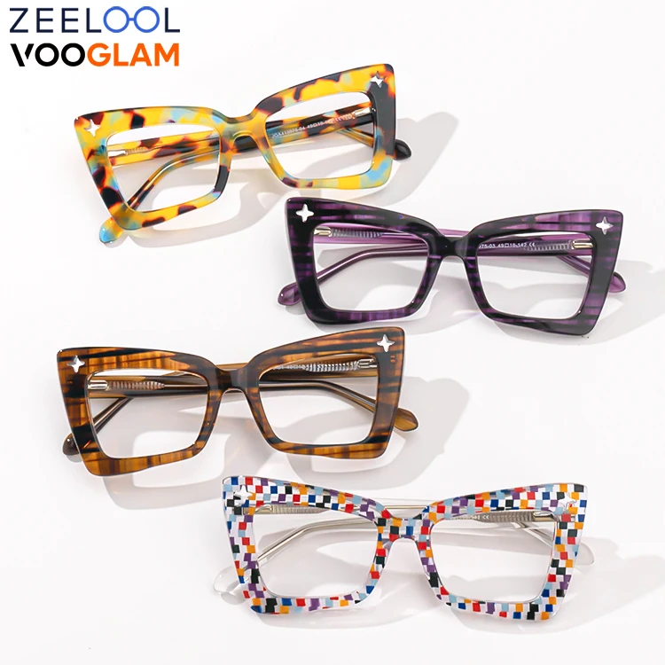

Zeelool Vooglam Wholesale In Stock Fashionable Full Rim Rectangle Acetate Floral Tortoise Spectacle Frames Eyeglasses