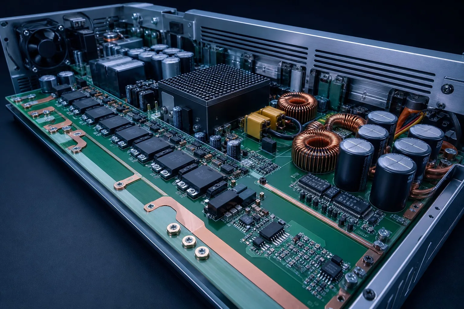 Power electronics on a PCB with AC-DC converter