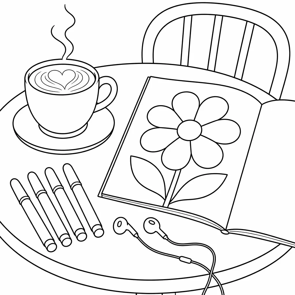 Bold & Easy cafe coloring illustration