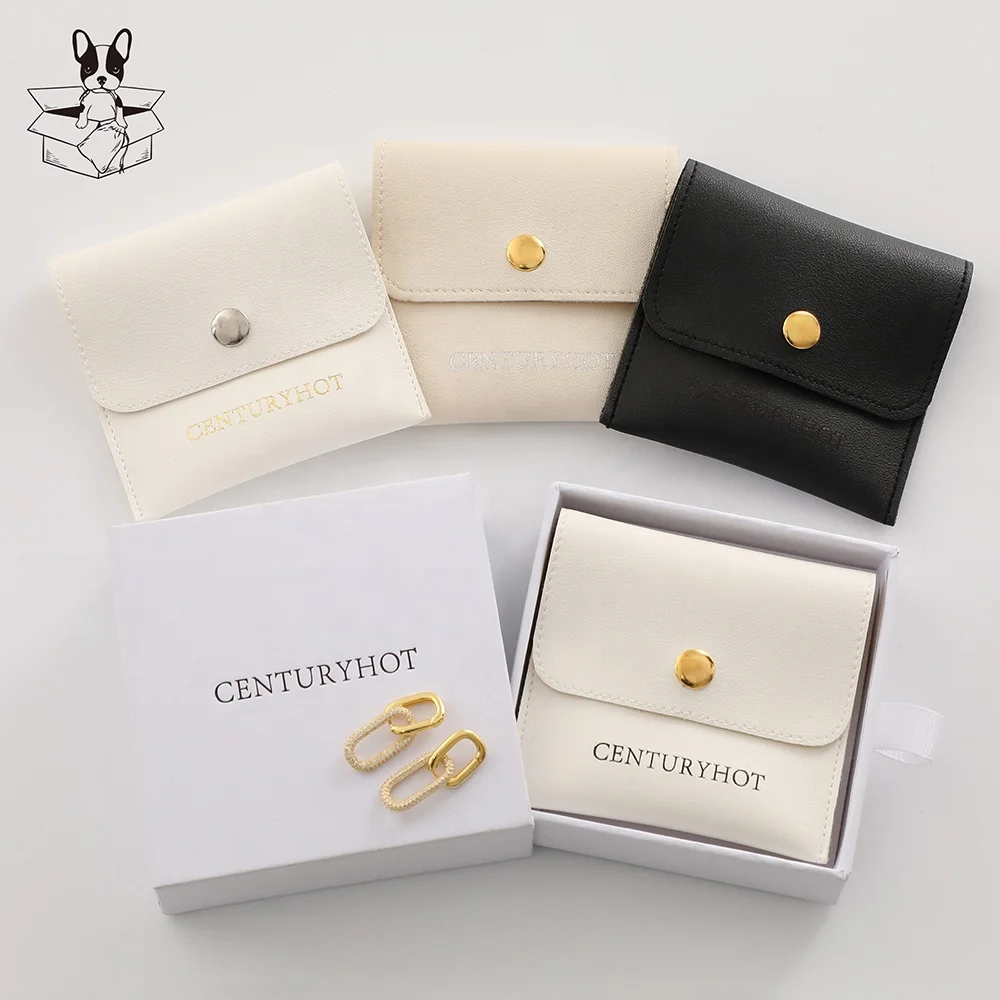 

Custom Beige PU Leather Jewelry Pouch Bag Artificial Leather Jewelry Packaging Pouch Bag PU Jewelry Pouches With logo