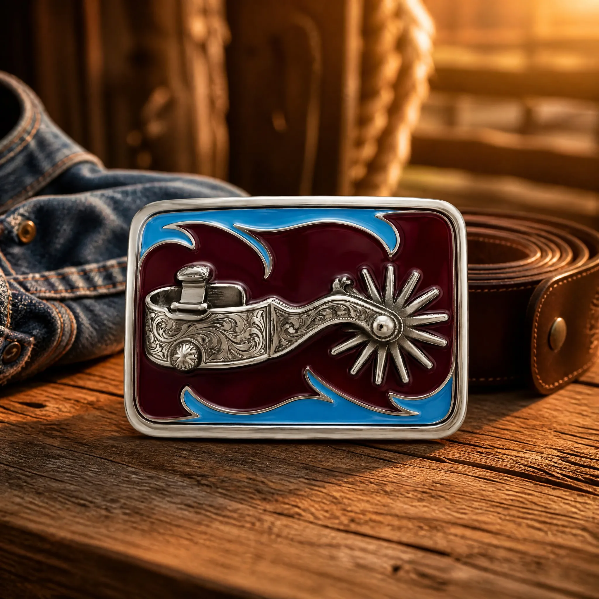 Western style scene with leather strap