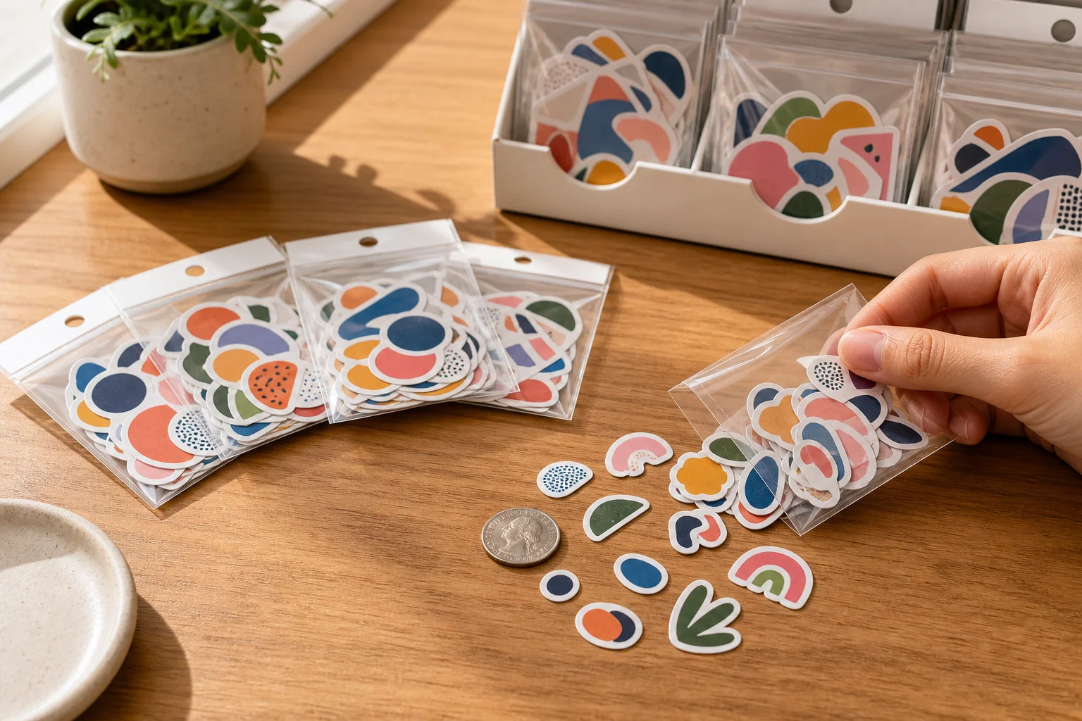 Mini sticker packs small format tiny die cut stickers retail