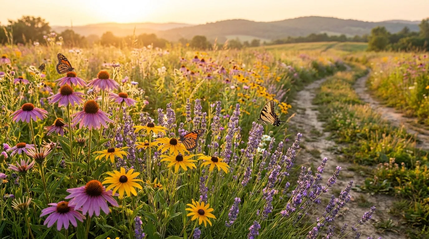 Beautiful wildflower meadow in summer bloom