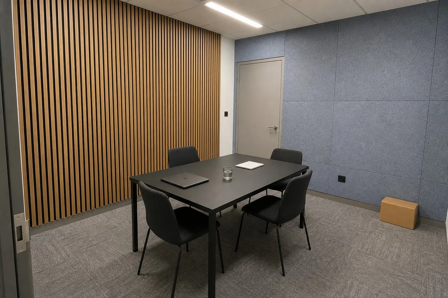 PET felt vs wood slat acoustic panels for commercial interior selection