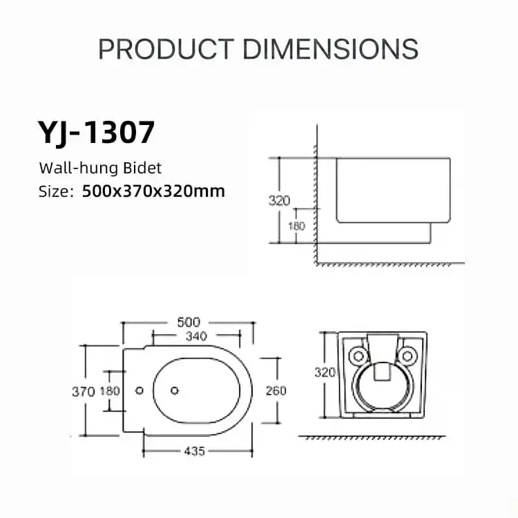wall-hung-ceramic-bidet-basin-yj-1307-dimension-drawing