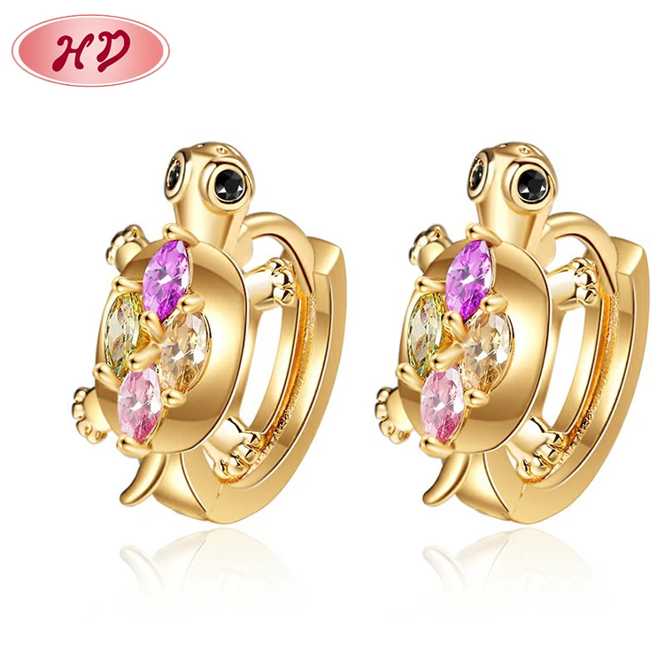 

Hd Jewelry Custom Cute Turtle Hypoallergenic Gold Plated Jewelry Huggies Earrings For Women