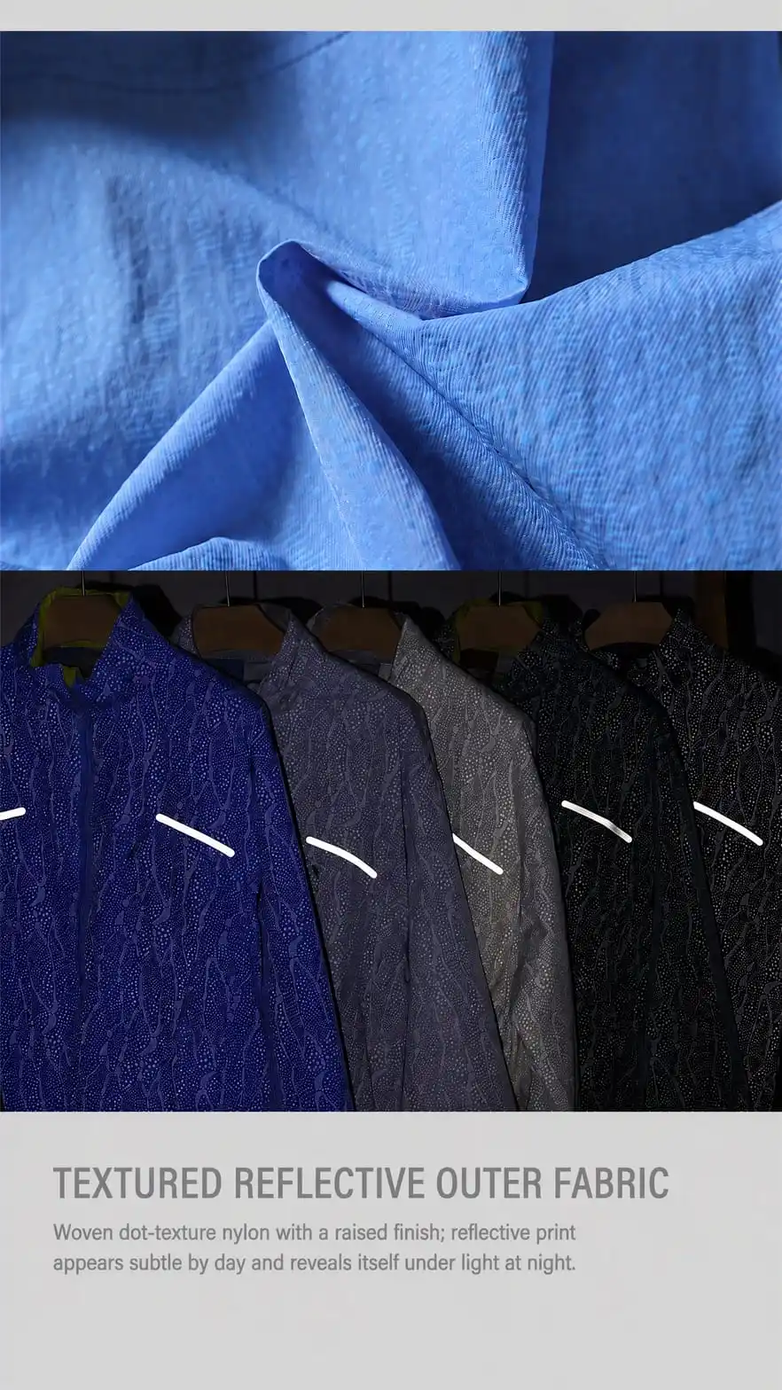 Textured reflective outer fabric