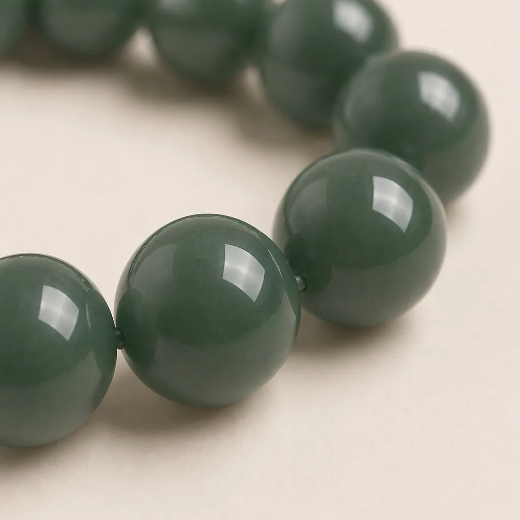 Close-up macro of Green Aventurine beads