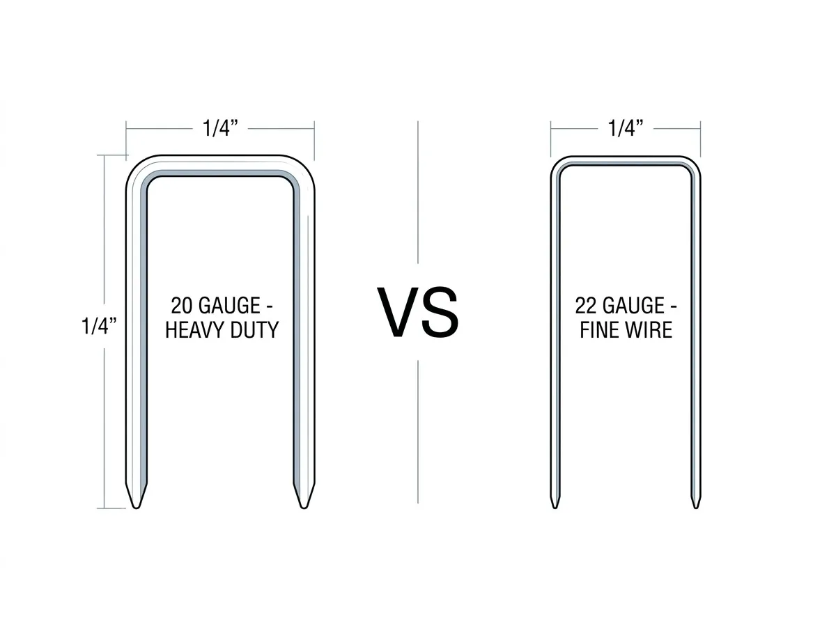20 gauge heavy duty vs 22 gauge fine wire staple comparison