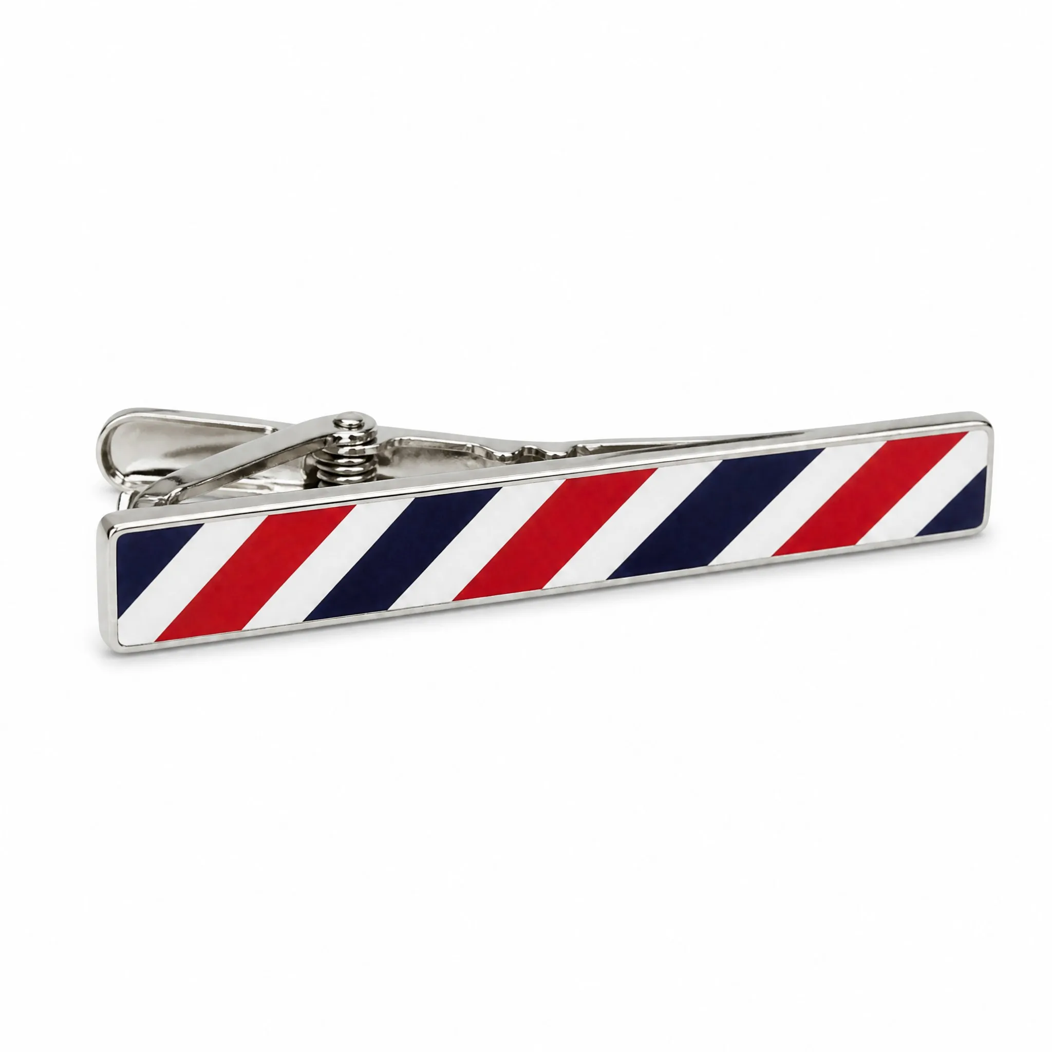 Silk screen printed tie clip 45 degree angle view