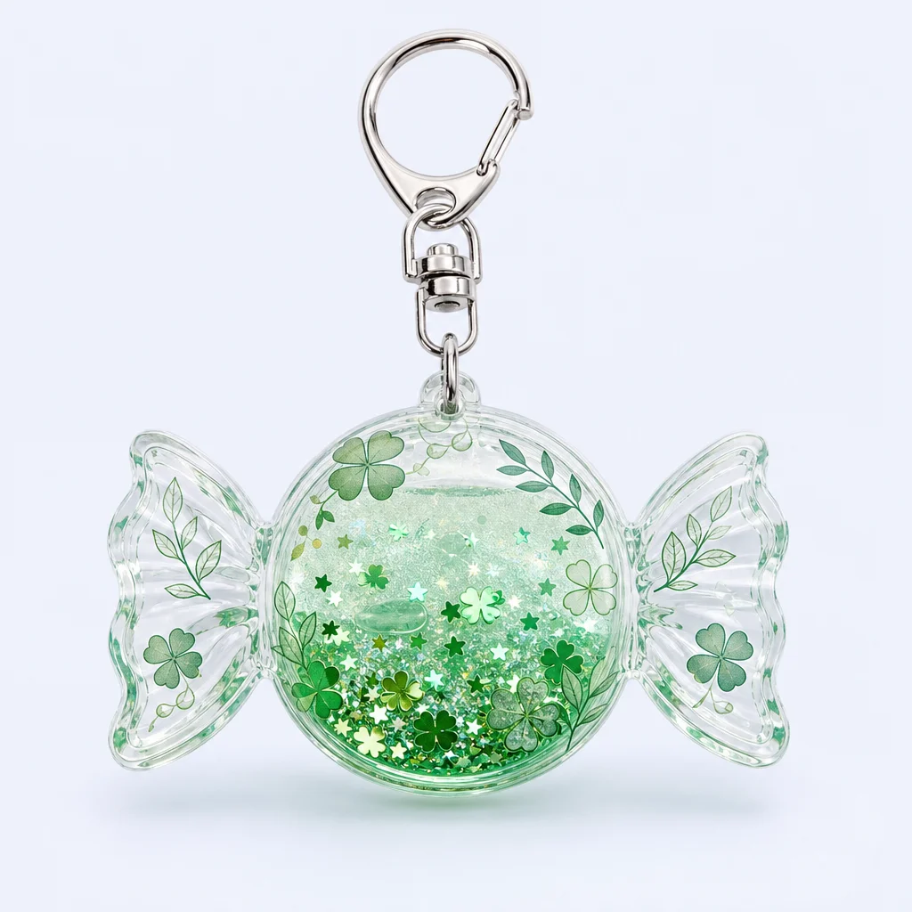 Iridescent Holographic Rainbow Quicksand Candy Keychain
