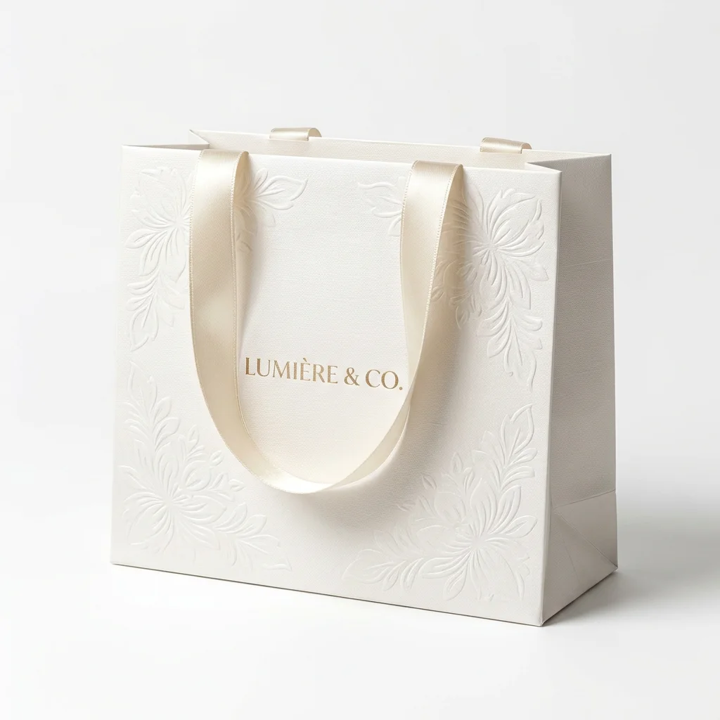 Pearl White Textured Bag with Embossing