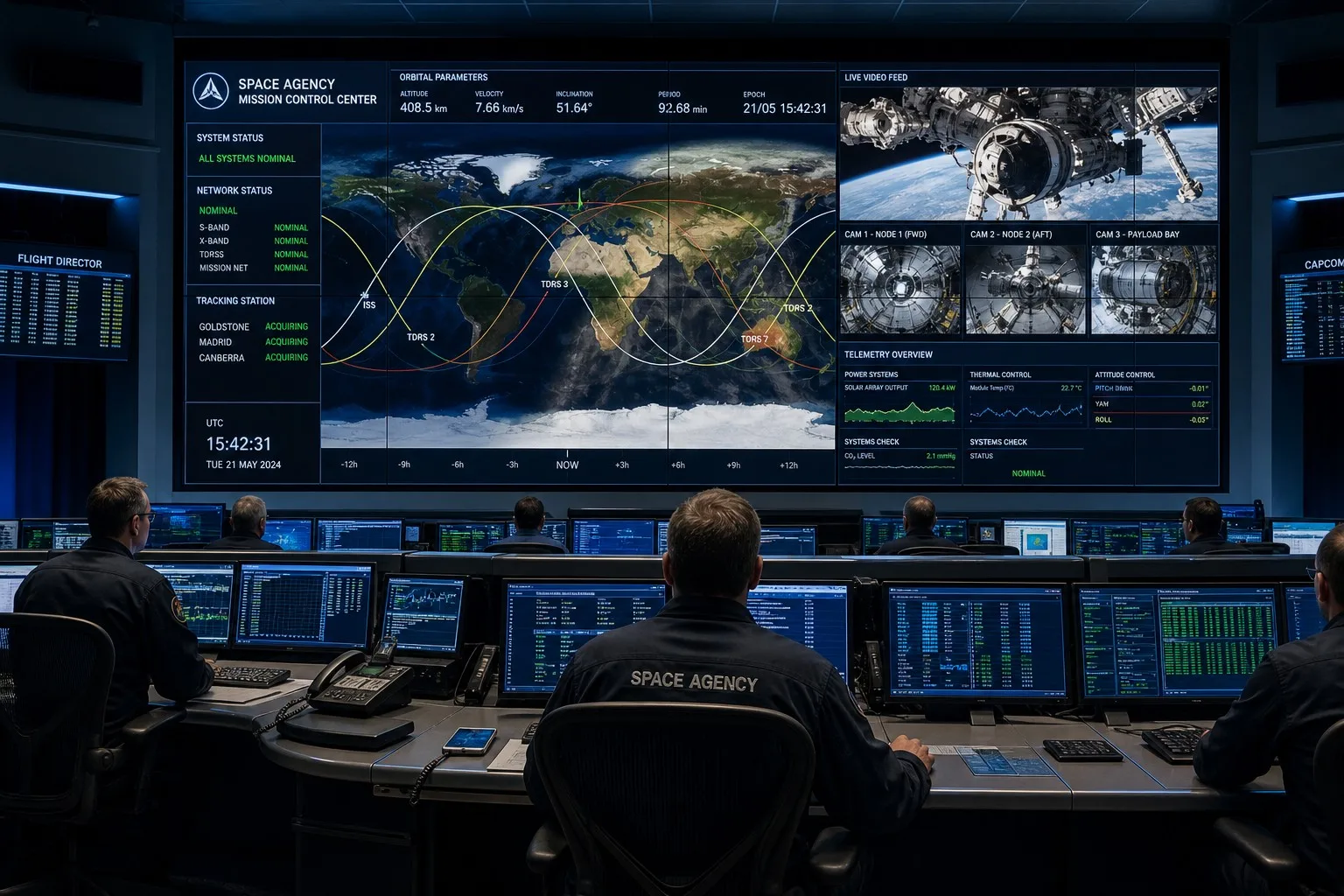 Modern Space Agency Mission Control with Veeluame LCD Wall